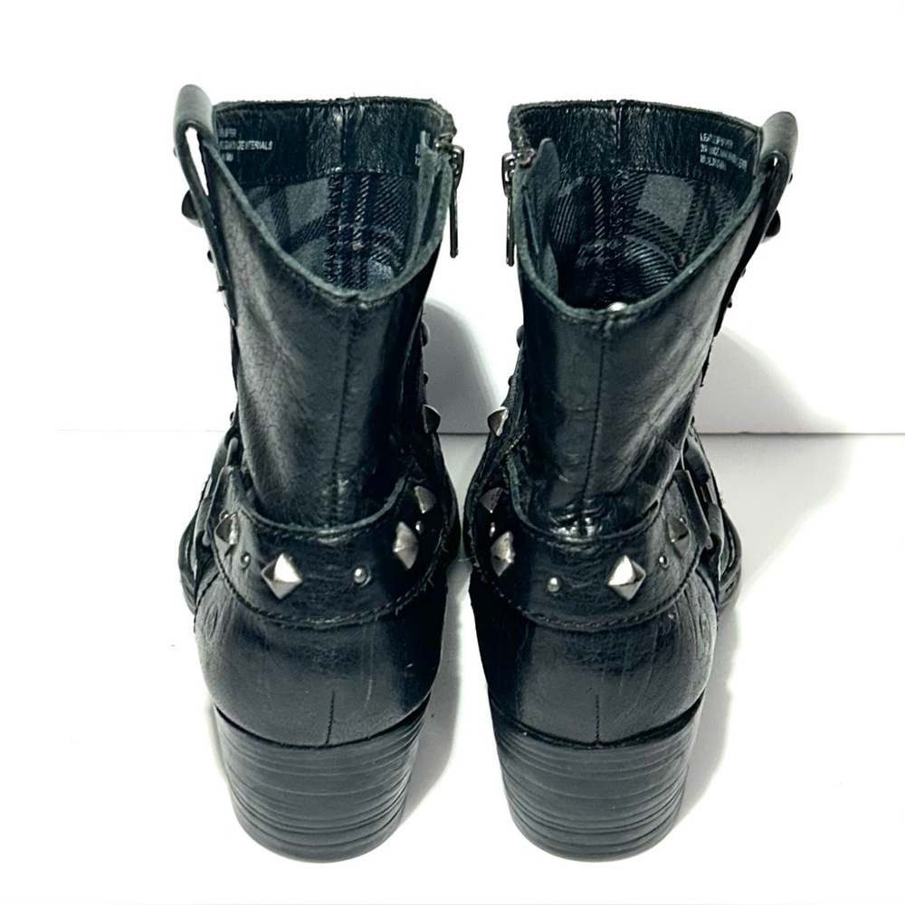 Born Black Leather Studded Moto Ankle Boots 9 - Picture 4 of 8